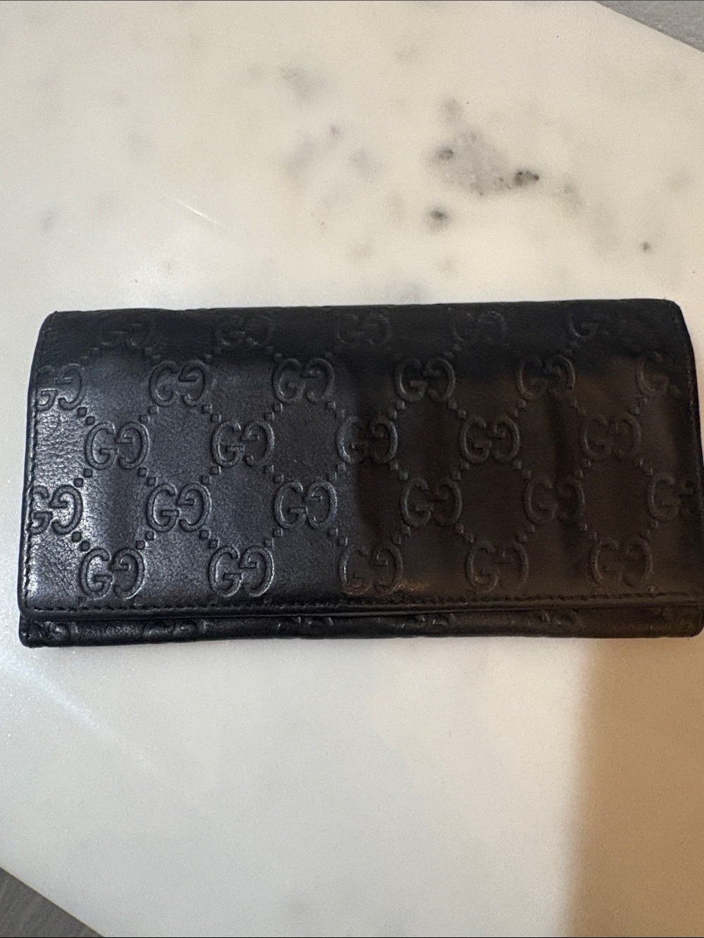 Gucci Black Embossed GG Leather Key & Card Holder